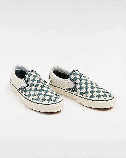 Кецове и обувки Vans Classic Slip-on Checkerboard Shoes (checkerboard Green/true White) Unisex White, Size 2.5 Сиво | VN000BVZBGN, 1
