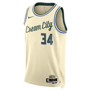 Giannis Antetokounmpo Milwaukee Bucks City Edition NBA Swingman Jersey Cream City