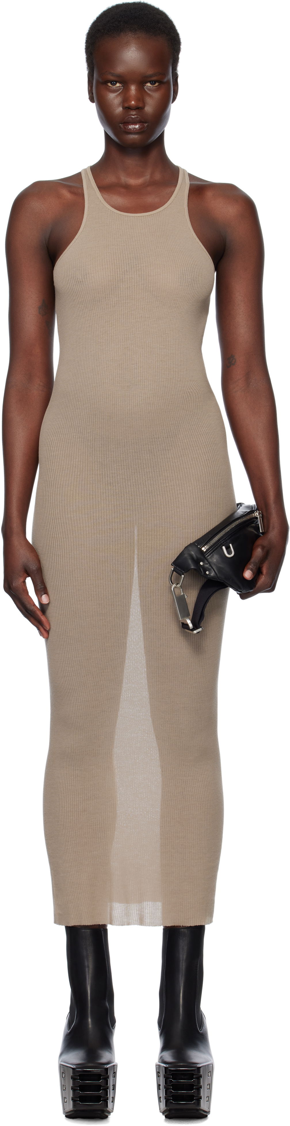 Pокля Rick Owens Rick Owens Hollywood Tank Maxi Dress Бежово | RP01E7549 RC, 0