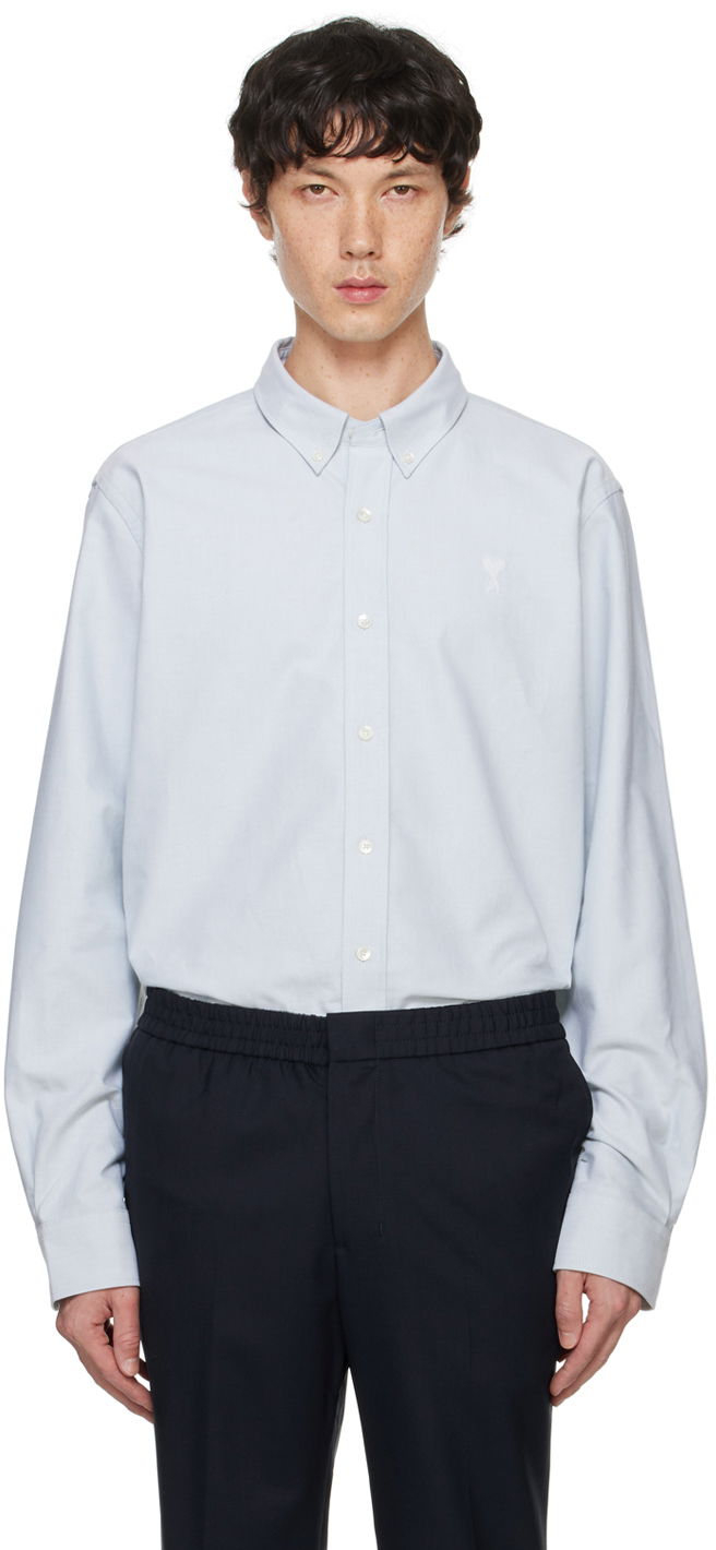 Риза AMI Paris Blue Classic Fit Shirt Сиво | USH060.CO0031