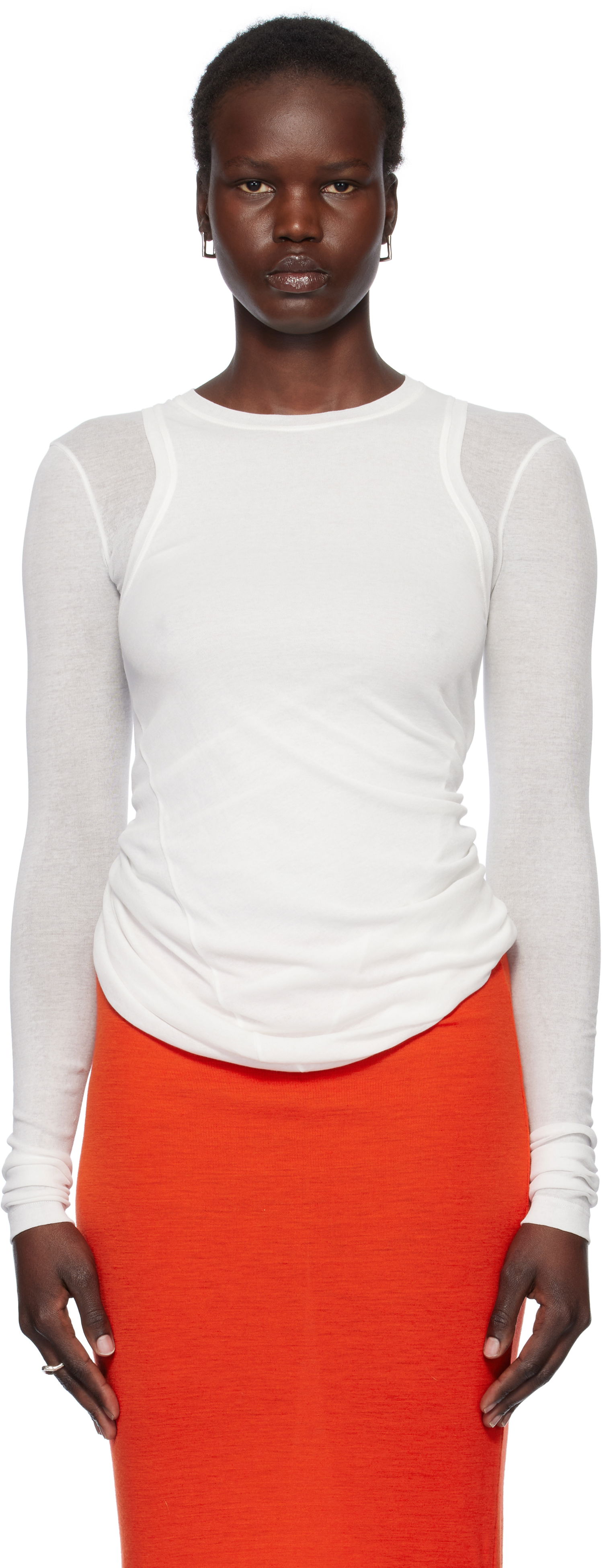 Тениска Jil Sander Jil Sander Crewneck Long Sleeve T-Shirt Бяло | J02NH0012_J20249, 0