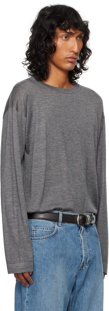 Пуловер The Row The Row Angelo Long Sleeve T-Shirt Сиво | 776-Y806, 1