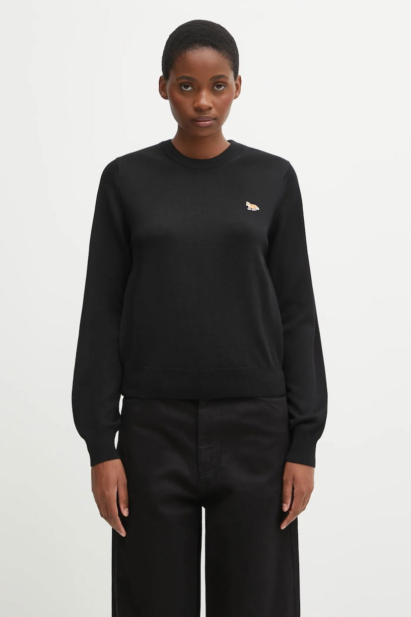 Пуловер MAISON KITSUNÉ Baby Fox Merino Regular Sweater Черно | PW00801KT1181