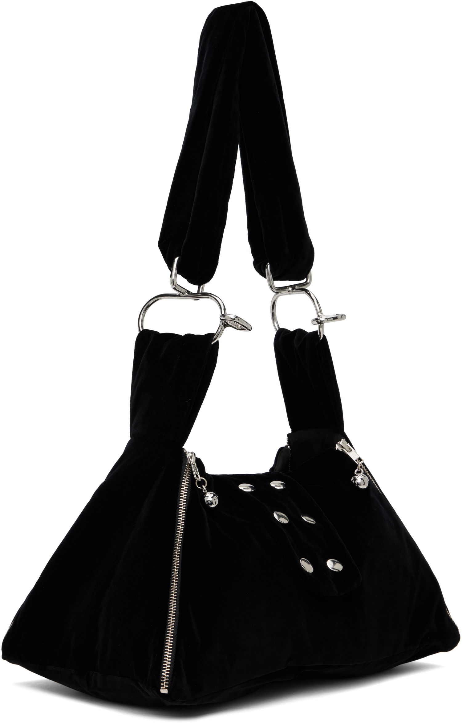 Чанта през рамо Chopova Lowena Chopova Lowena Mini Pyramid Velvet Shoulder Bag Черно | 6442, 1