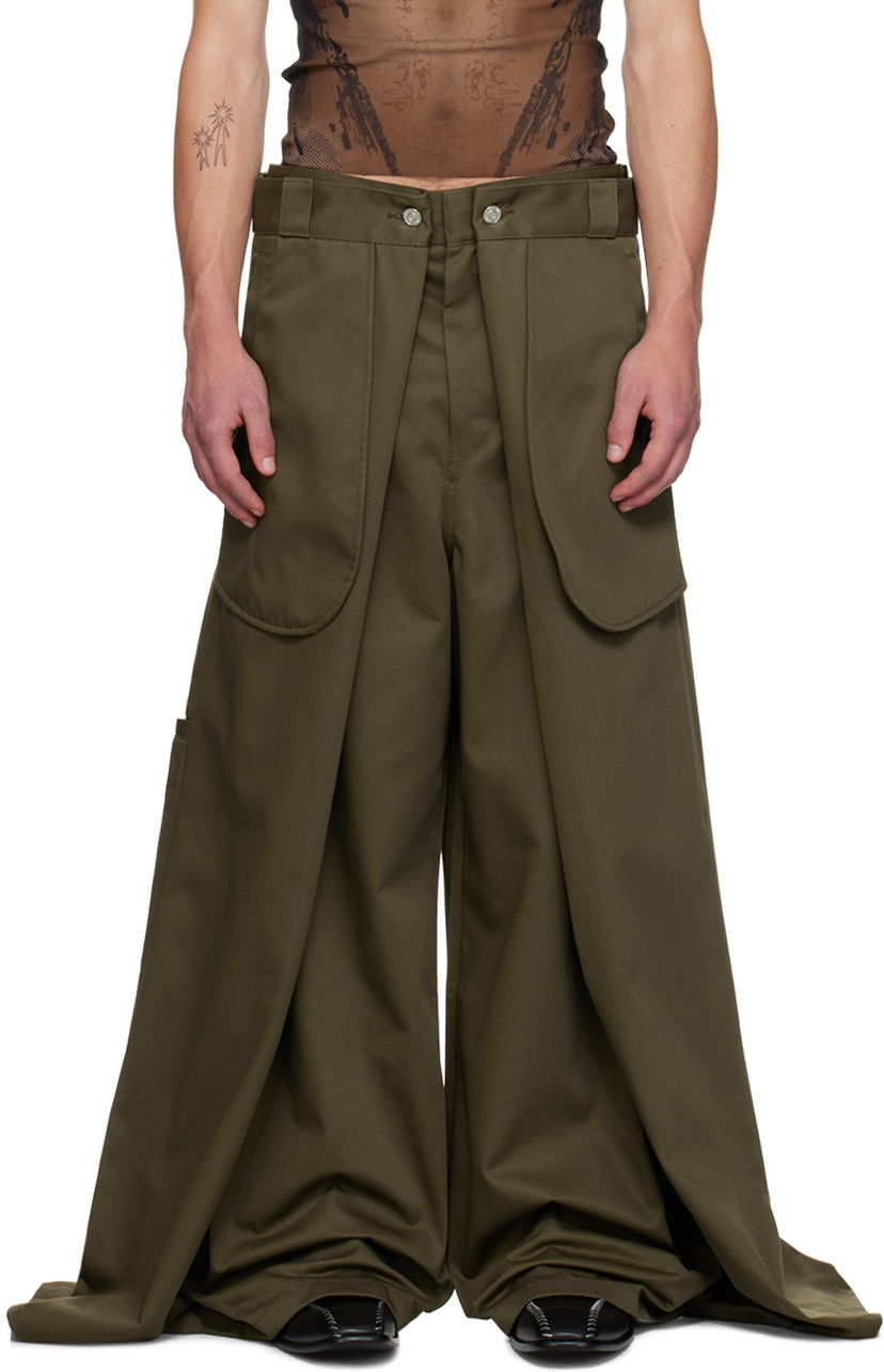 Панталони Jean Paul Gaultier Jean Paul Gaultier x Shayne Oliver 'The Wrap' Wide-Leg Trousers Зелено | 24/27-F-PA113P-C048-41