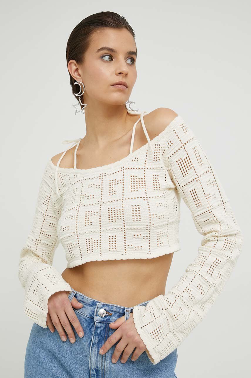 Пуловер GCDS Cropped Sweater Бежово | SS23W380920, 0