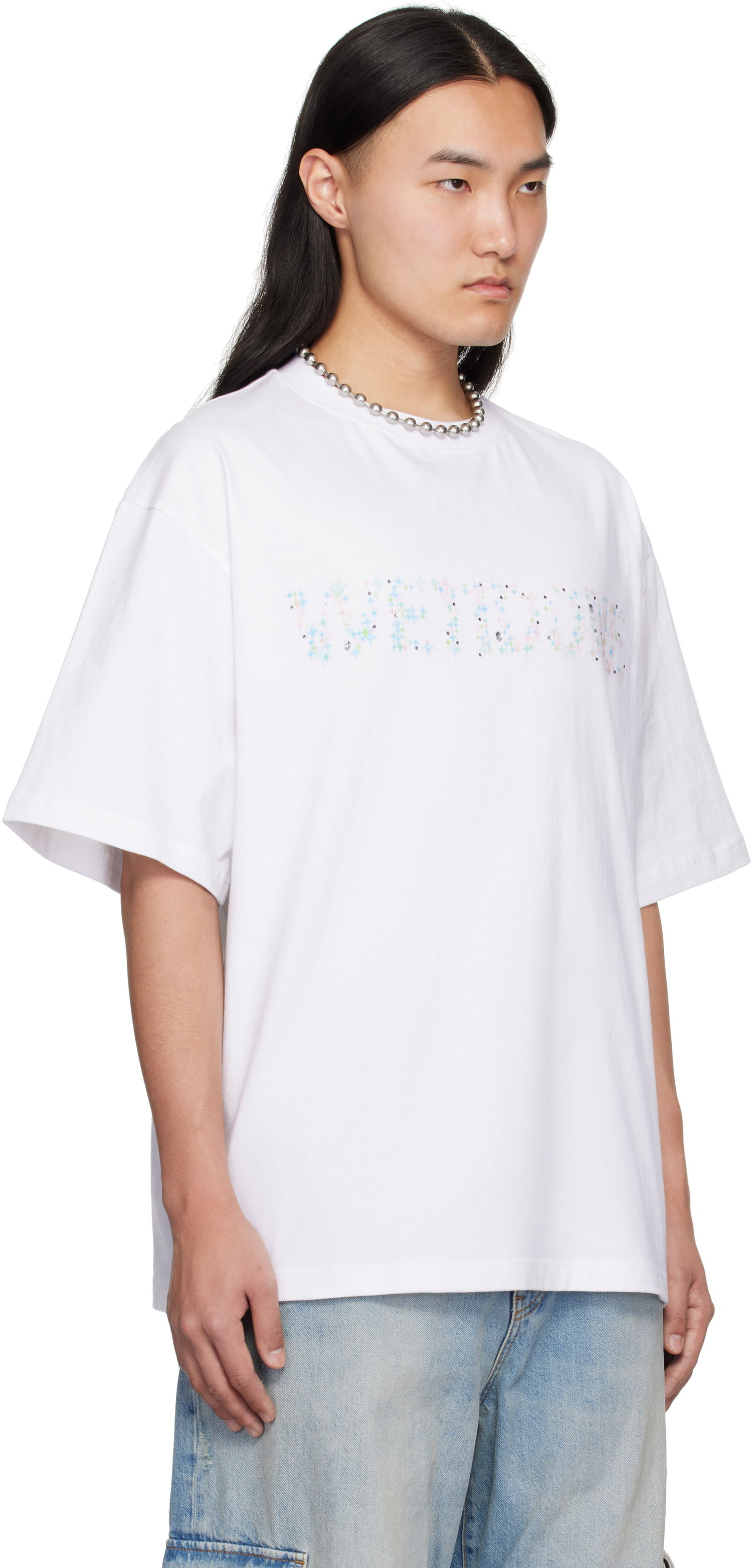 Тениска We11done We11done Sparkle Logo T-Shirt Бяло | WD-TT0-25-741-U-WH, 1