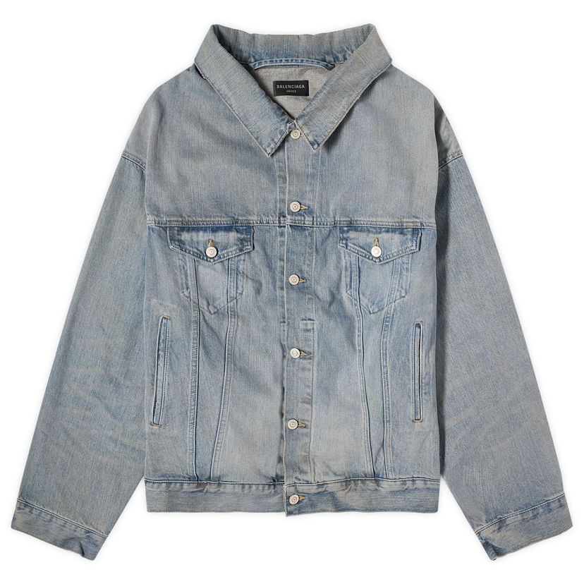 Яке Balenciaga Off Shoulder Denim Jacket Сиво | 786638-TQW55-6379