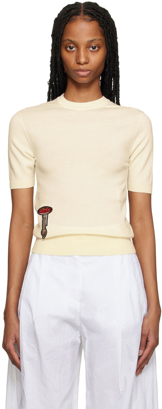 Тениска LANVIN Embroidered Crewneck T-Shirt Бежово | RW-POY014-K005-P23