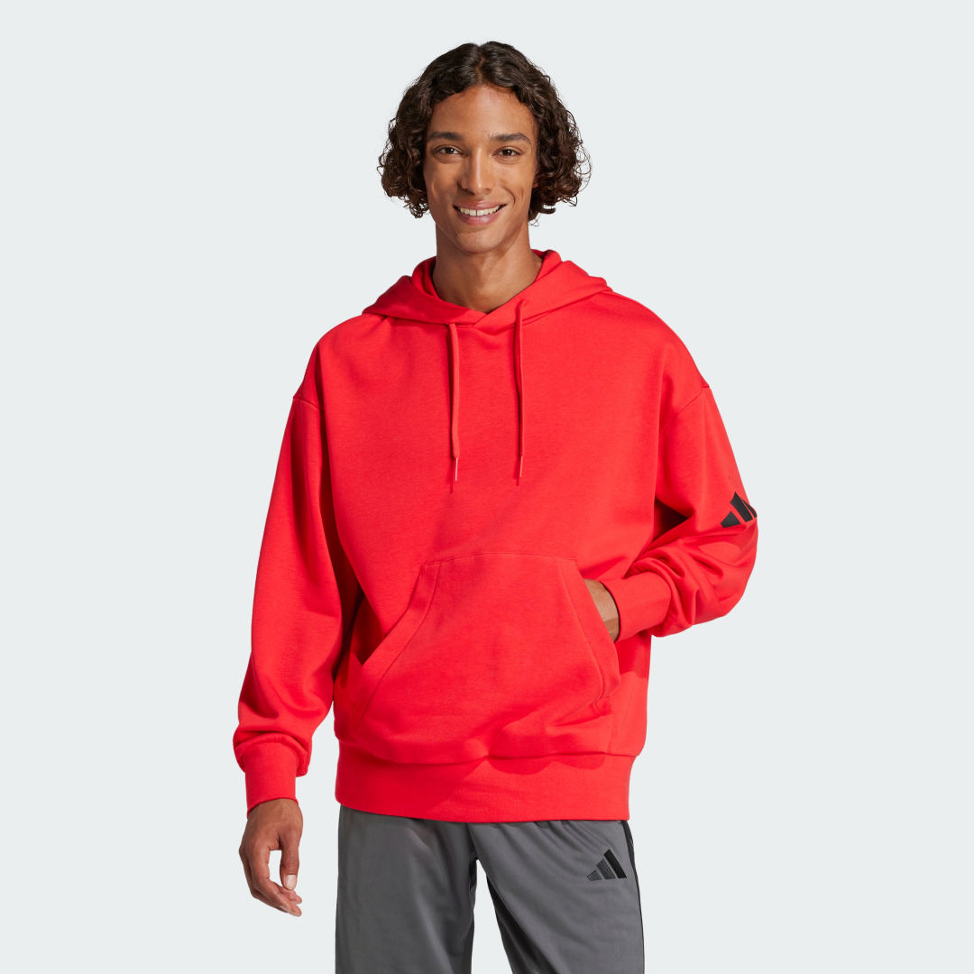 Суитчър adidas Performance Loose-Fit French Terry Hoodie with Logo Червено | JF3588, 0