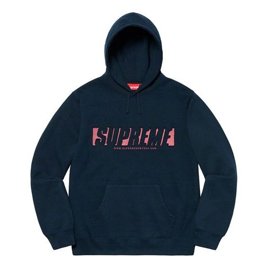 Суитчър Supreme Reflective Cutout Logo Hooded Sweatshirt Тъмно синьо | SUP-SS20-103