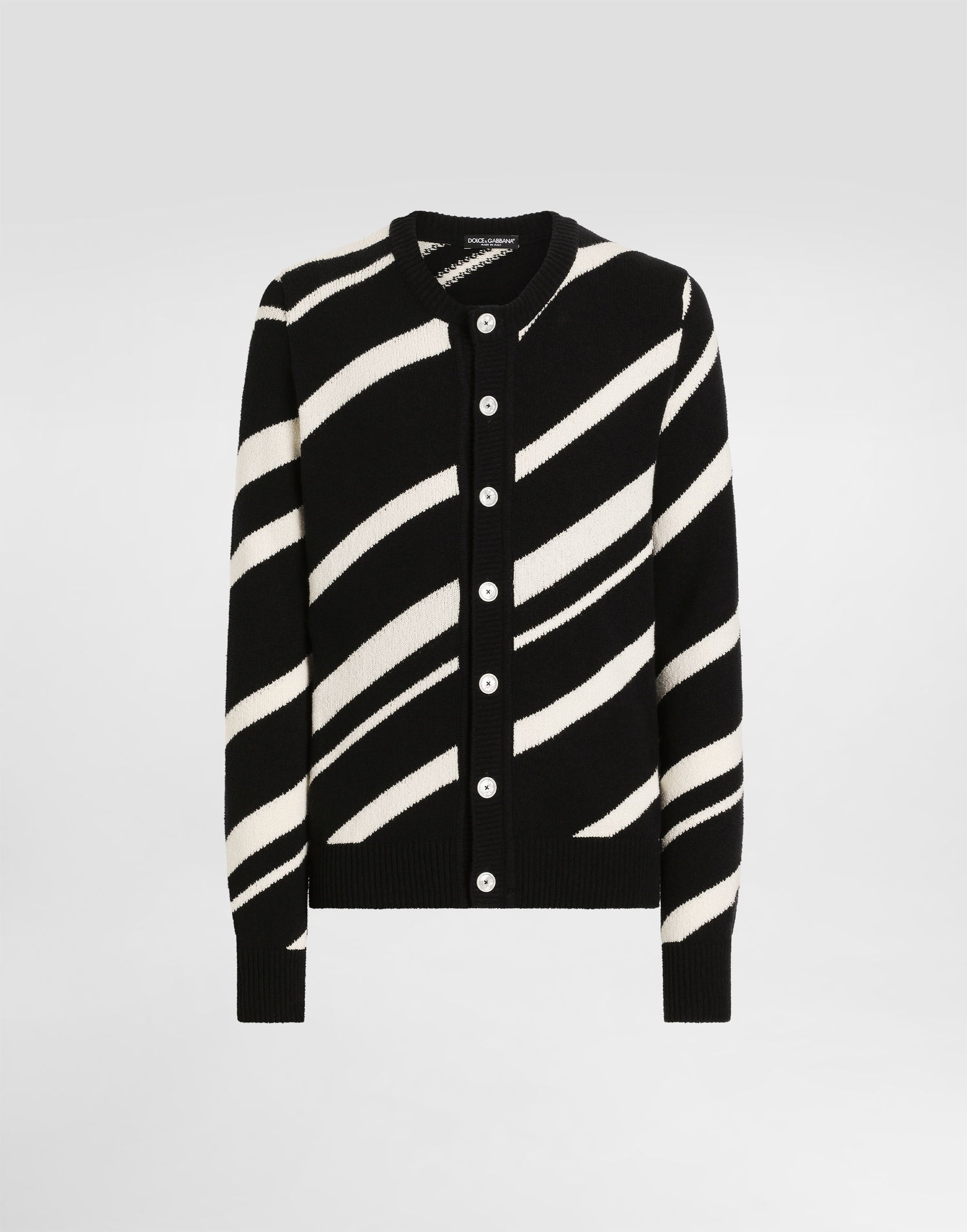 Пуловер Dolce & Gabbana Dolce & Gabbana Striped Cotton Knit Cardigan Черно | GXVB1TJFMMSN0004, 0