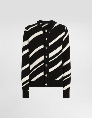 Пуловер Dolce & Gabbana Dolce & Gabbana Striped Cotton Knit Cardigan Черно | GXVB1TJFMMSN0004, 0