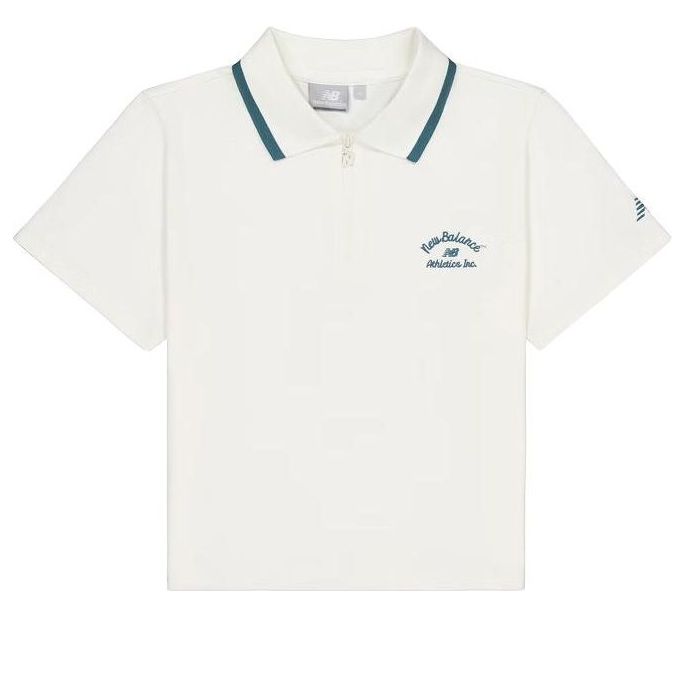 Поло тениска New Balance Athletics Half Zip Polo Shirt Бяло | NFE22442-IV