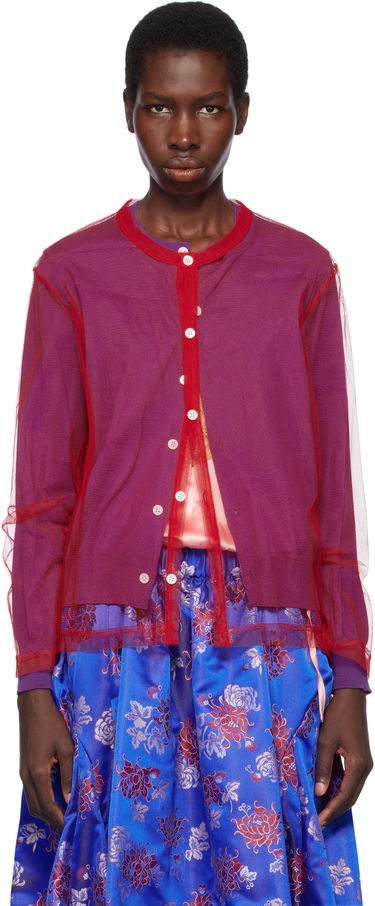 Пуловер Comme des Garçons Comme des Garçons Worsted Wool and Nylon Tulle Cardigan Червено | GO-B020-051-3, 0