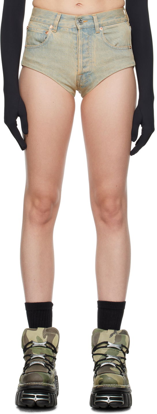 Къси панталони VETEMENTS Faded Denim Shorts Синьо | WE64SS400S, 0