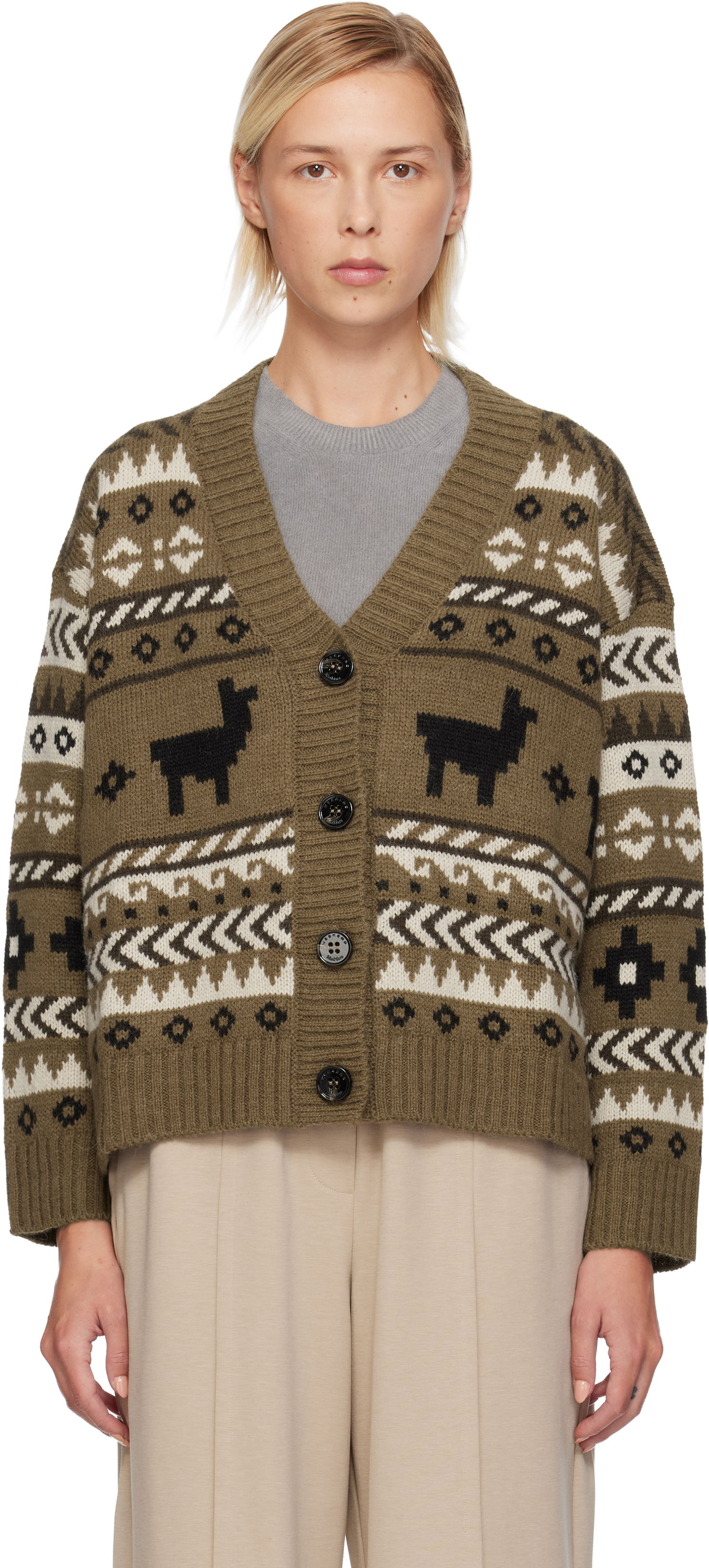 Пуловер Max Mara Llama Motif Fair Isle Cardigan Многоцветен | 2525346092600, 0