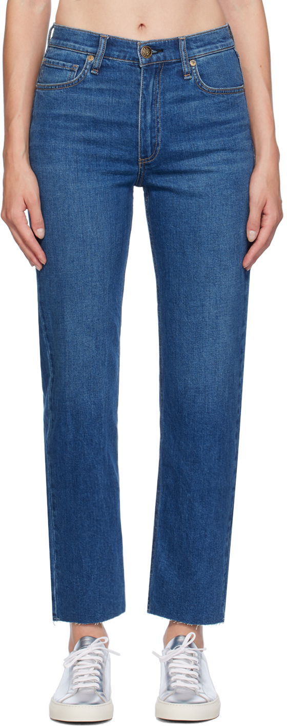 Дънки rag & bone Rag & Bone Harlow Ankle Straight-Leg Jeans Синьо | WDD24F2934FFNO, 0