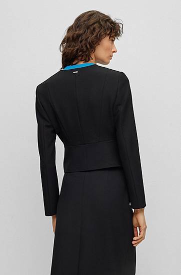 Яке BOSS Slim-Fit Cropped Stretch Jacket Черно | 50493541, 1