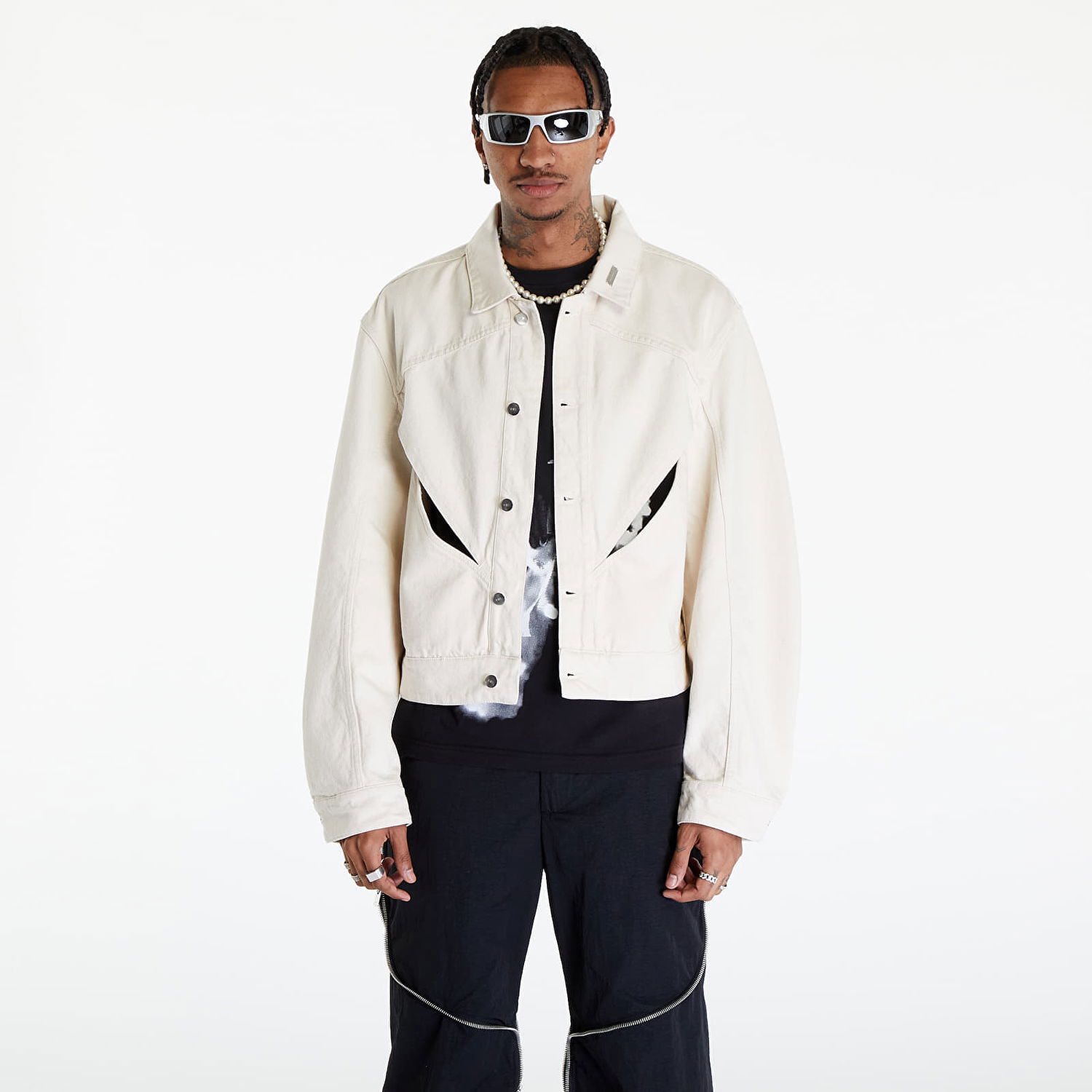 Яке HELIOT EMIL Equisetum Cutout Denim Jacket Бяло | HE_M_02_087_ST18, 0