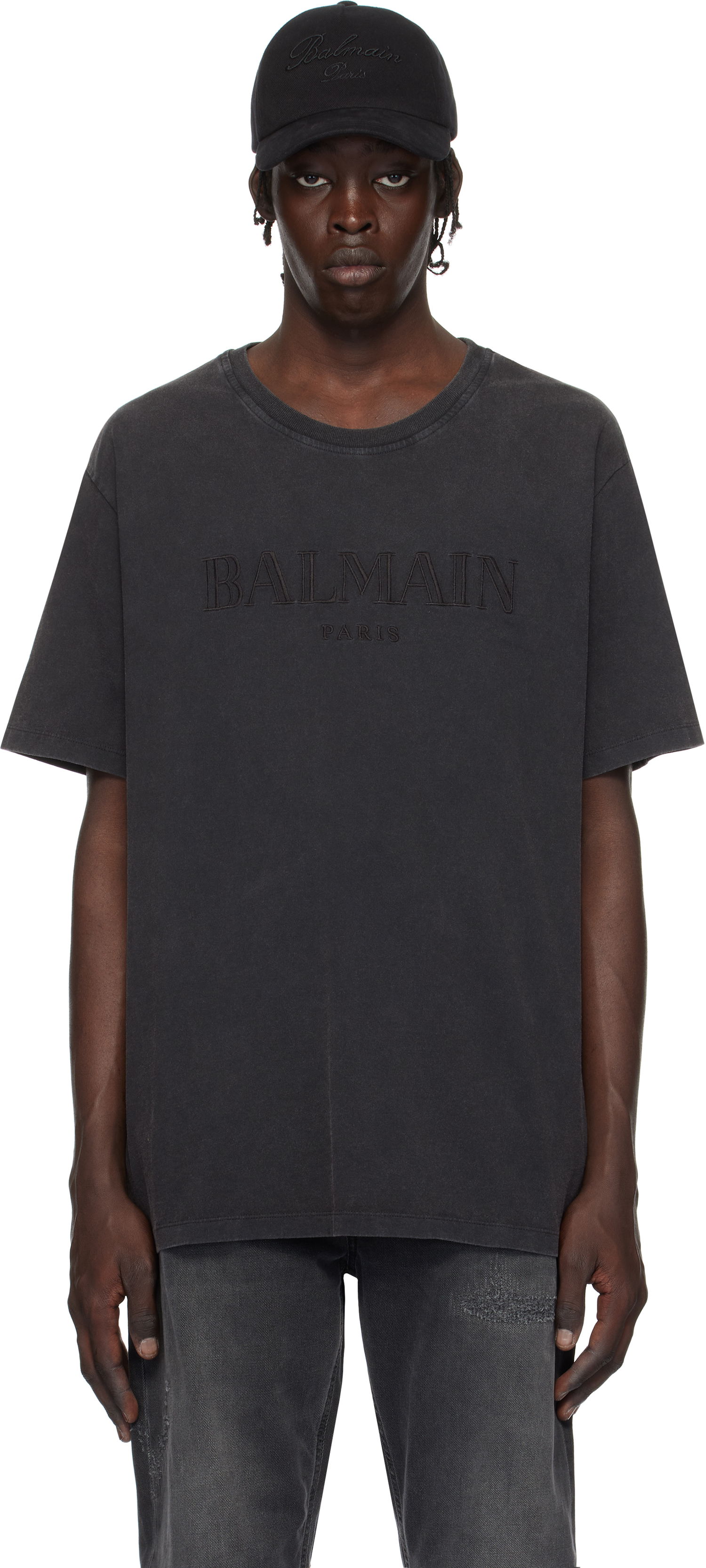 Тениска Balmain Loose Vintage Embroidery T-Shirt Черно | DH1EG010BC72, 0