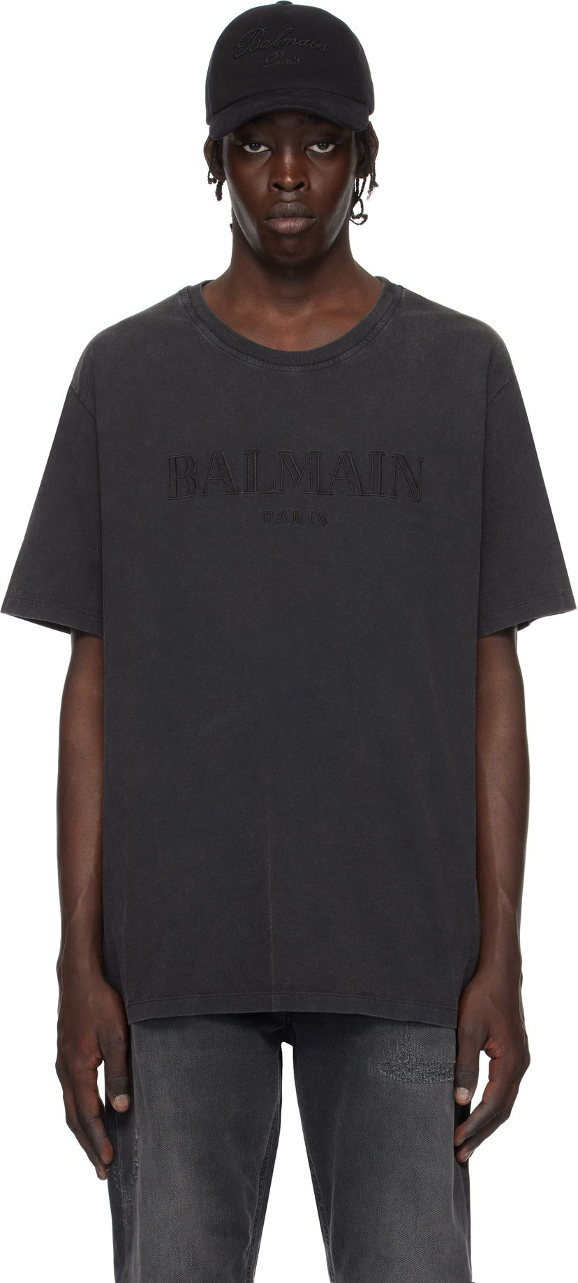 Тениска Balmain Loose Vintage Embroidery T-Shirt Черно | DH1EG010BC72