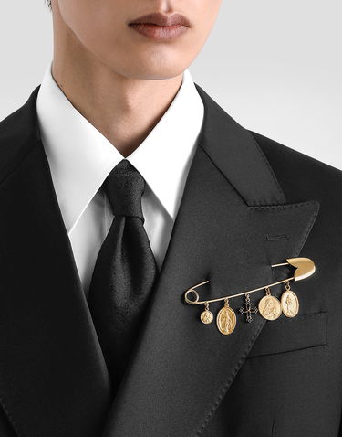 Значка Dolce & Gabbana Dolce & Gabbana Safety Pin Brooch with Medals and Cross Charms Жълто | WPR5S2W1111ZOO00, 1