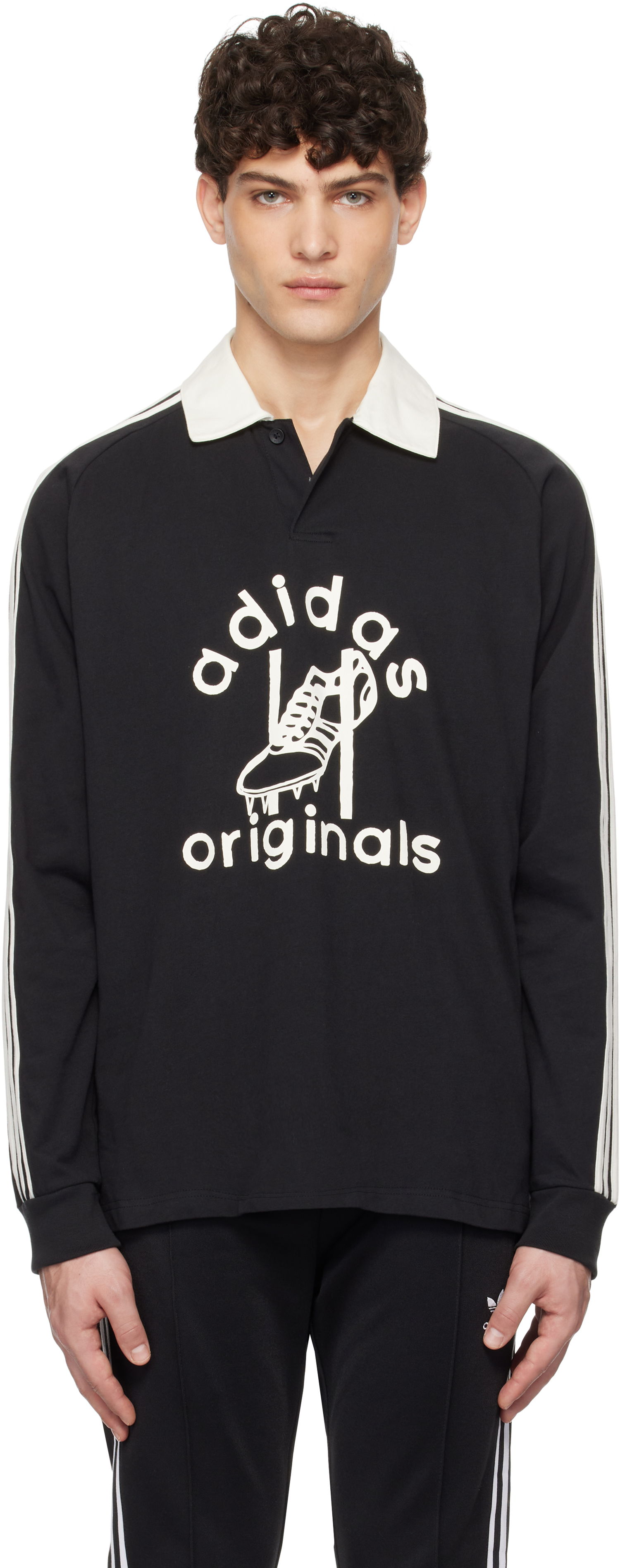 Поло тениска adidas Originals Originals Rugby Polo Черно | JD1091, 0