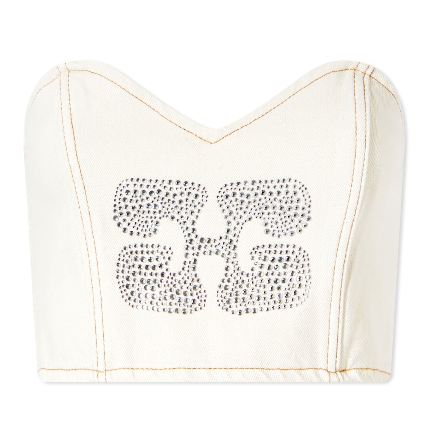 Съкратен топ GANNI Sparkle Denim Top Бяло | J1204-115, 0