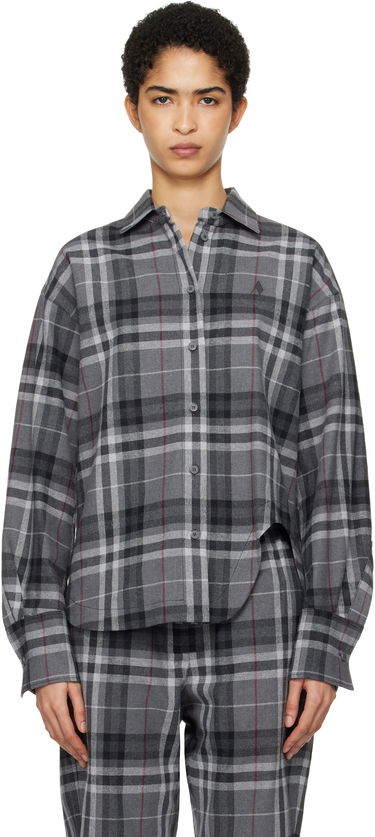 Риза The Attico Attico Eliza Plaid Flannel Shirt Сиво | 250WCH00014 CCC050AA, 0