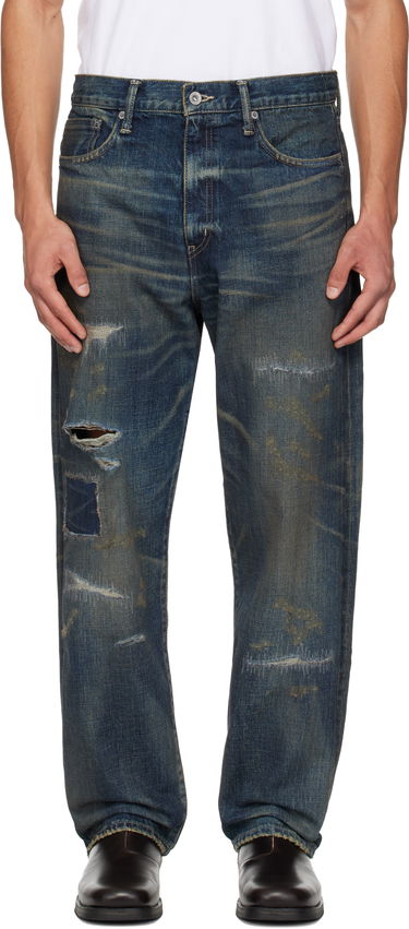 Дънки Neighborhood Distressed Ripped Patched Denim Jeans Синьо | 252XBNH-PTM08, 0