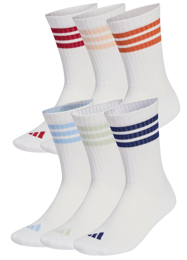 3 Stripes Crew Socks 6 Pack