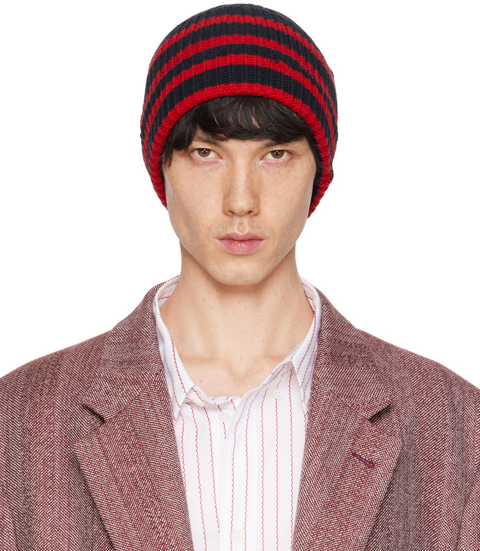 Шапка Marni Striped Beanie Тъмно синьо | CLZC0120Q0 UFC532, 0