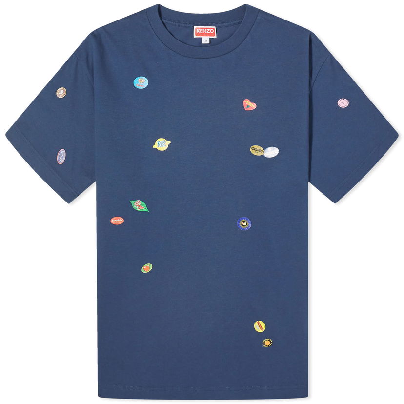 Тениска KENZO Fruit Stickers T-Shirt Тъмно синьо | FE55TS2784SG-77