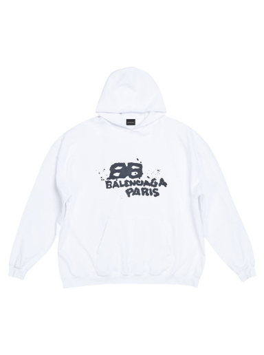 Суитчър Balenciaga Hand Drawn BB Icon Large Fit Hoodie Бяло | 620947TNVQ19040