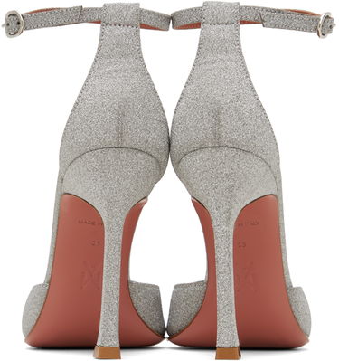 Кецове и обувки Amina Muaddi Glitter Pump Heels Сиво | KIM PUMP SR GLITTER, 1