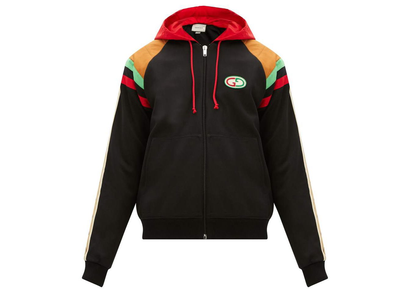 Яке бомбър Gucci GG Patch Web Stripe Hooded Bomber Jacket Черно | 625338XJCNQ-166, 0