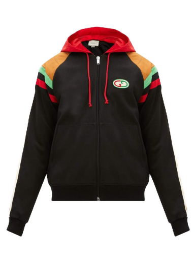 Яке бомбър Gucci GG Patch Web Stripe Hooded Bomber Jacket Черно | 625338XJCNQ-166