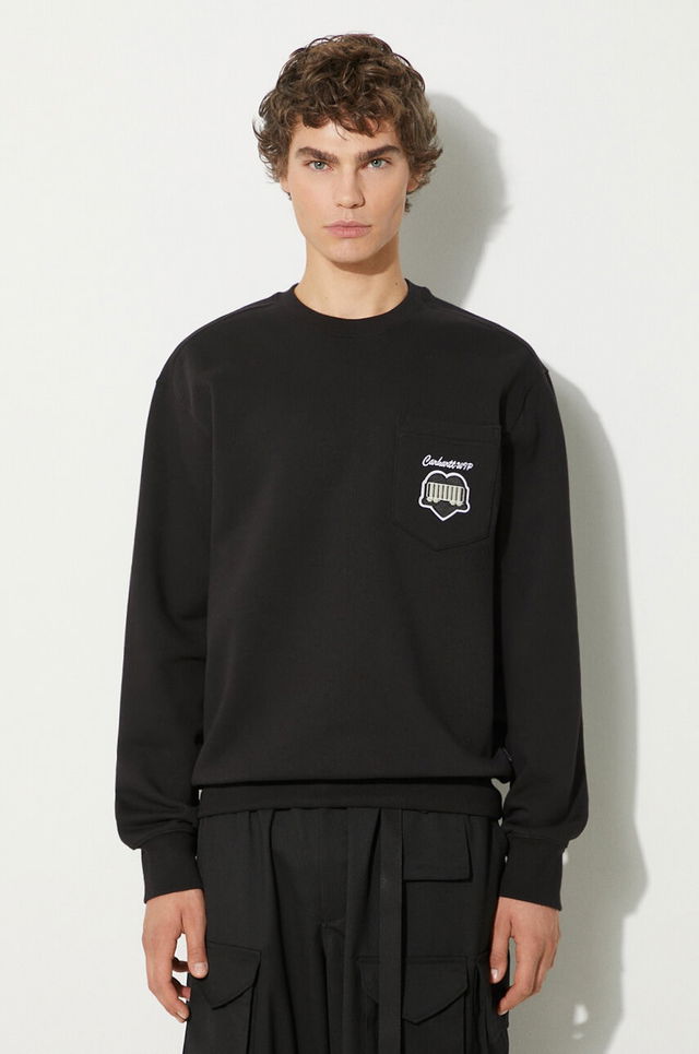 Heart Train Pocket Crewneck Sweatshirt with Appliqué