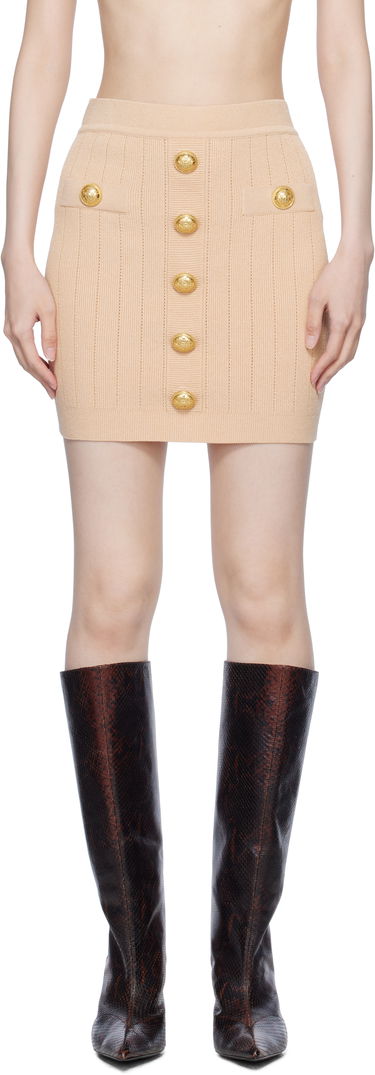 Пола Balmain Knit Button Miniskirt Бежово | EF1LB290KB07, 0