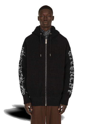 Пуловер Givenchy Barbed Wire Printed Hooded Zip Sweater Черно | BM00TM4Y7Y001 001