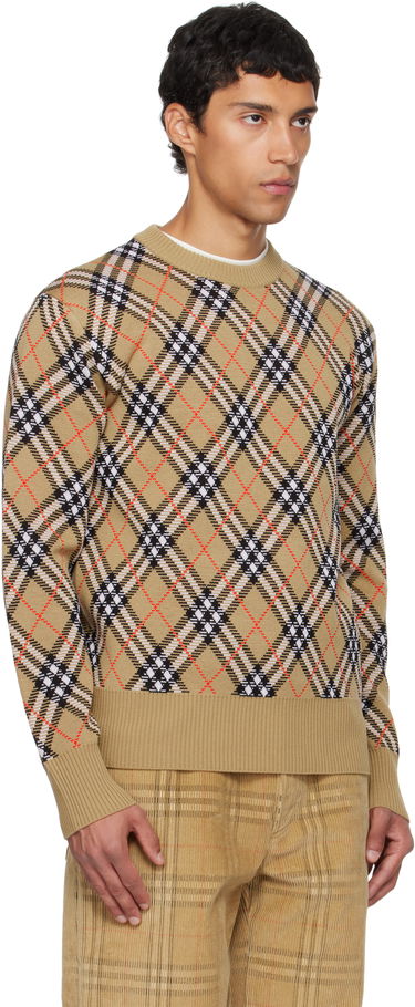 Пуловер Burberry Burberry Check Snowdon Sweater Бежово | 8110189, 1