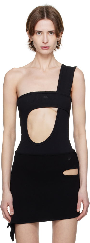 Pокля Courrèges Courrèges Rib One-Shoulder Bodysuit Черно | 125JBD117JS0194, 0