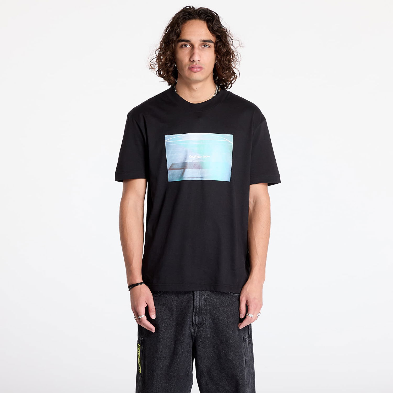 Тениска CALVIN KLEIN Basketball Court Graphic Tee Черно | J30J326869 BEH, 0