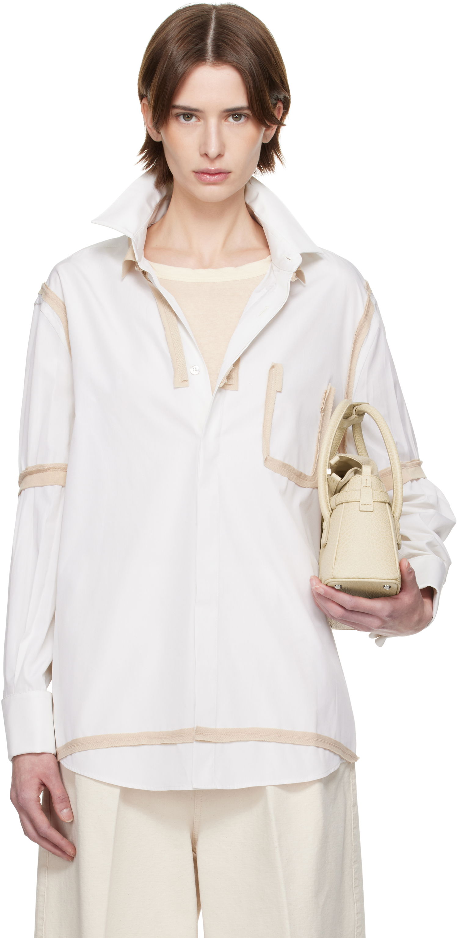 Риза Maison Margiela Maison Margiela Contrast Trim Shirt Бяло | S51DT0018 M35391, 0