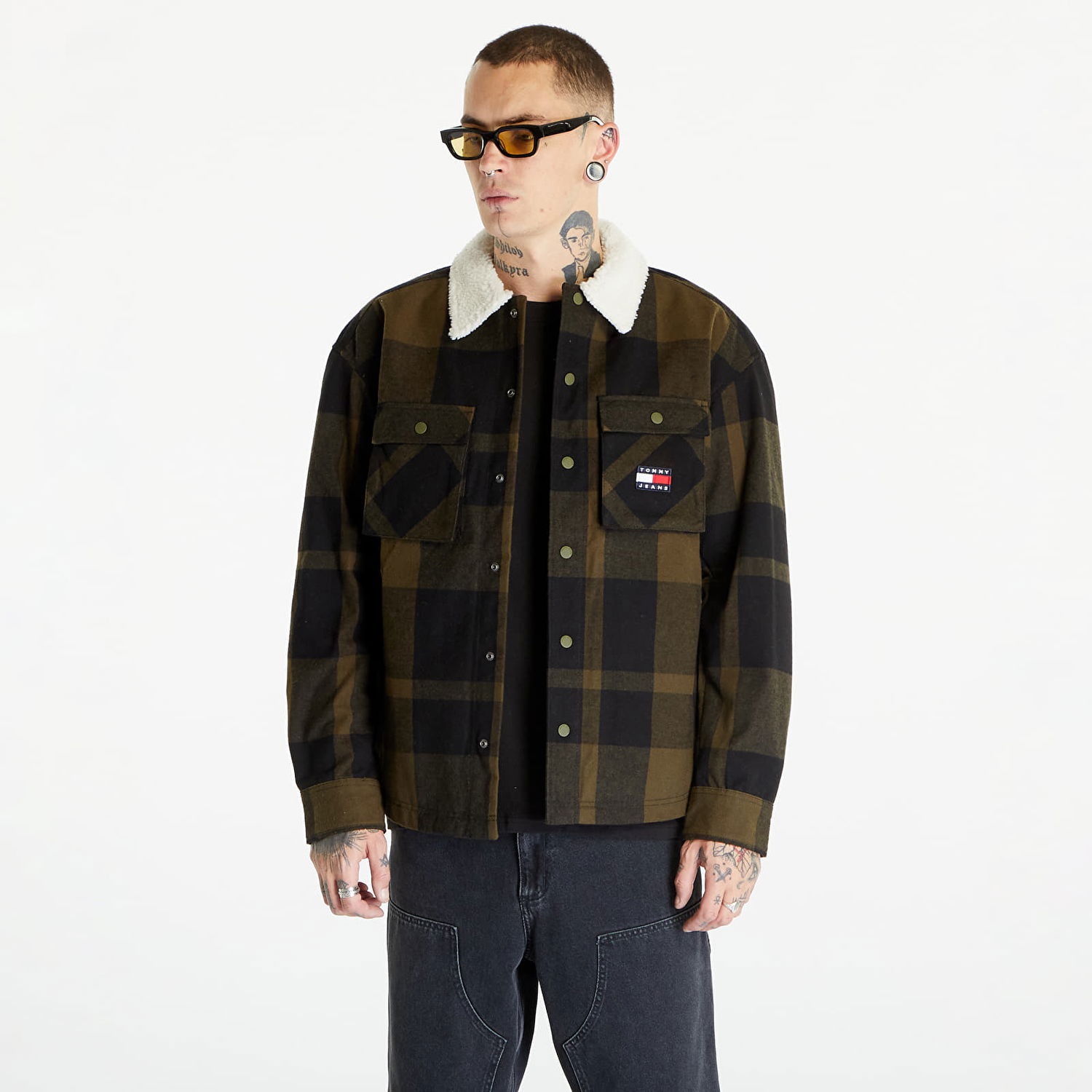 Риза Tommy Hilfiger Tommy Jeans Check Sherpa Lin Overshirt Green Зелено | DM0DM17250 MR1, 0