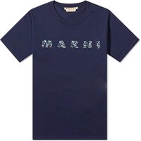 Тениска Marni Floral Logo T-Shirt Тъмно синьо | HUMU0198PQ-USCW21-FLB99, 1