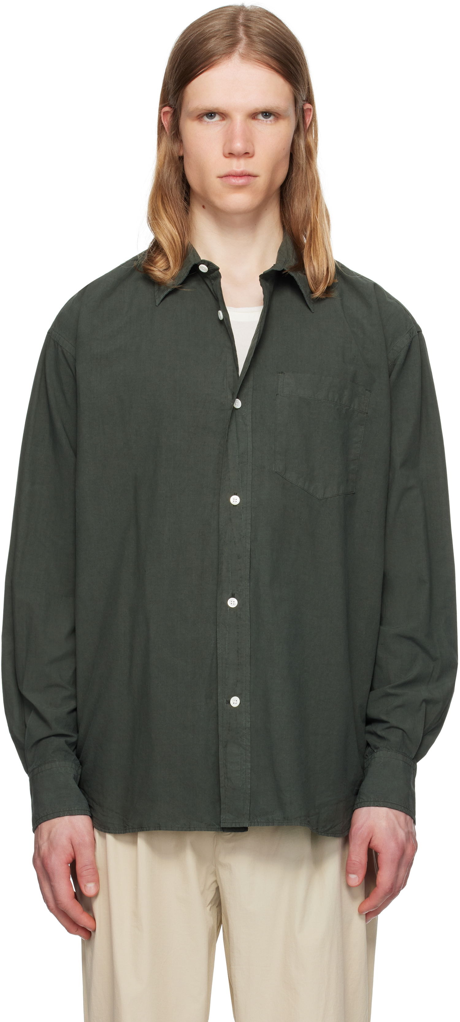 Риза NORSE PROJECTS Norse Projects Mo Cotton Tencel Shirt Зелено | N40-0822, 0