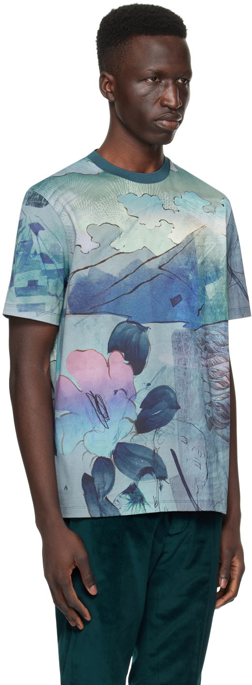 Тениска Paul Smith Paul Smith Printed T-Shirt Синьо | M1R-919T-MP4275-47, 1