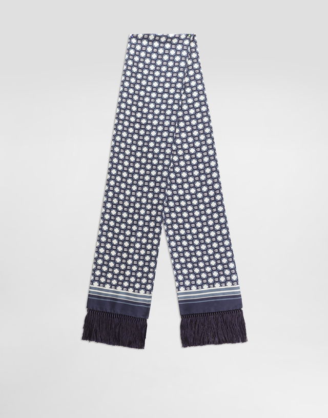 Dolce & Gabbana Silk Twill Scarf with Micro-Design and Logo